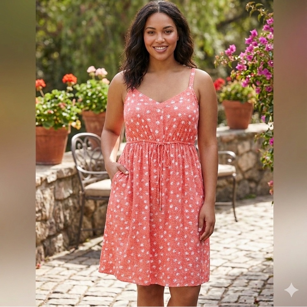 Torrid Coral Floral Babydoll Dress Flowy Boho Cottagecore Sundress Size 2X NWT